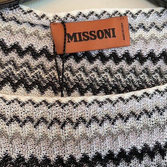 💕x2HP💕Missoni black and white fringe caftan poncho zig zag chevron print top - Picture 8 of 11